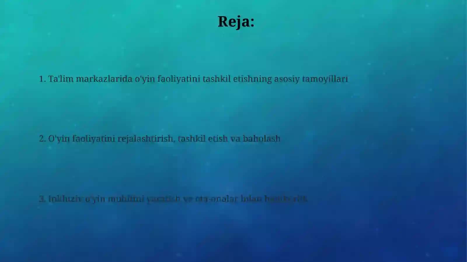O'yin faoliyatini tashkil etishning asosiy tamoyillari 2