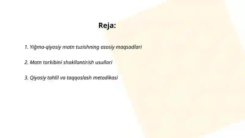 Yiģma-qiyosiy matn tuzish tamoyillari 2
