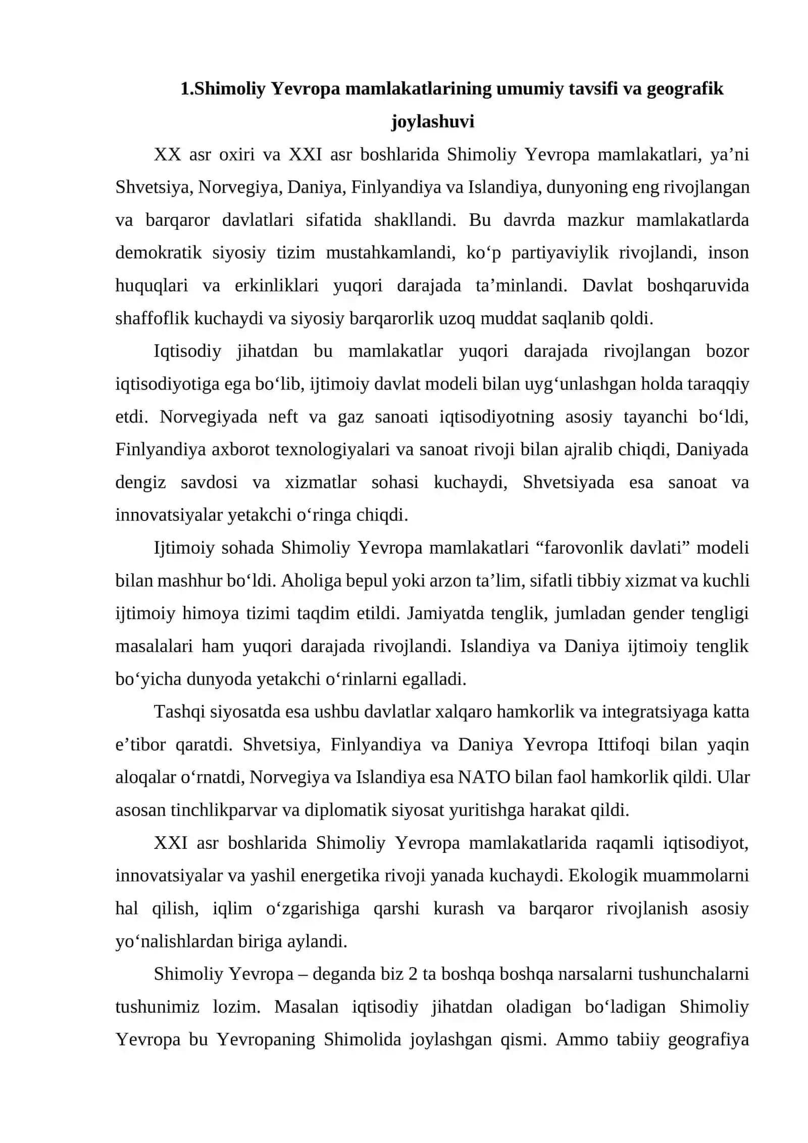XX ASR OXIRI - XXI ASR BOSHLARIDA SHIMOLIY YEVROPA MAMLAKATLARI 2