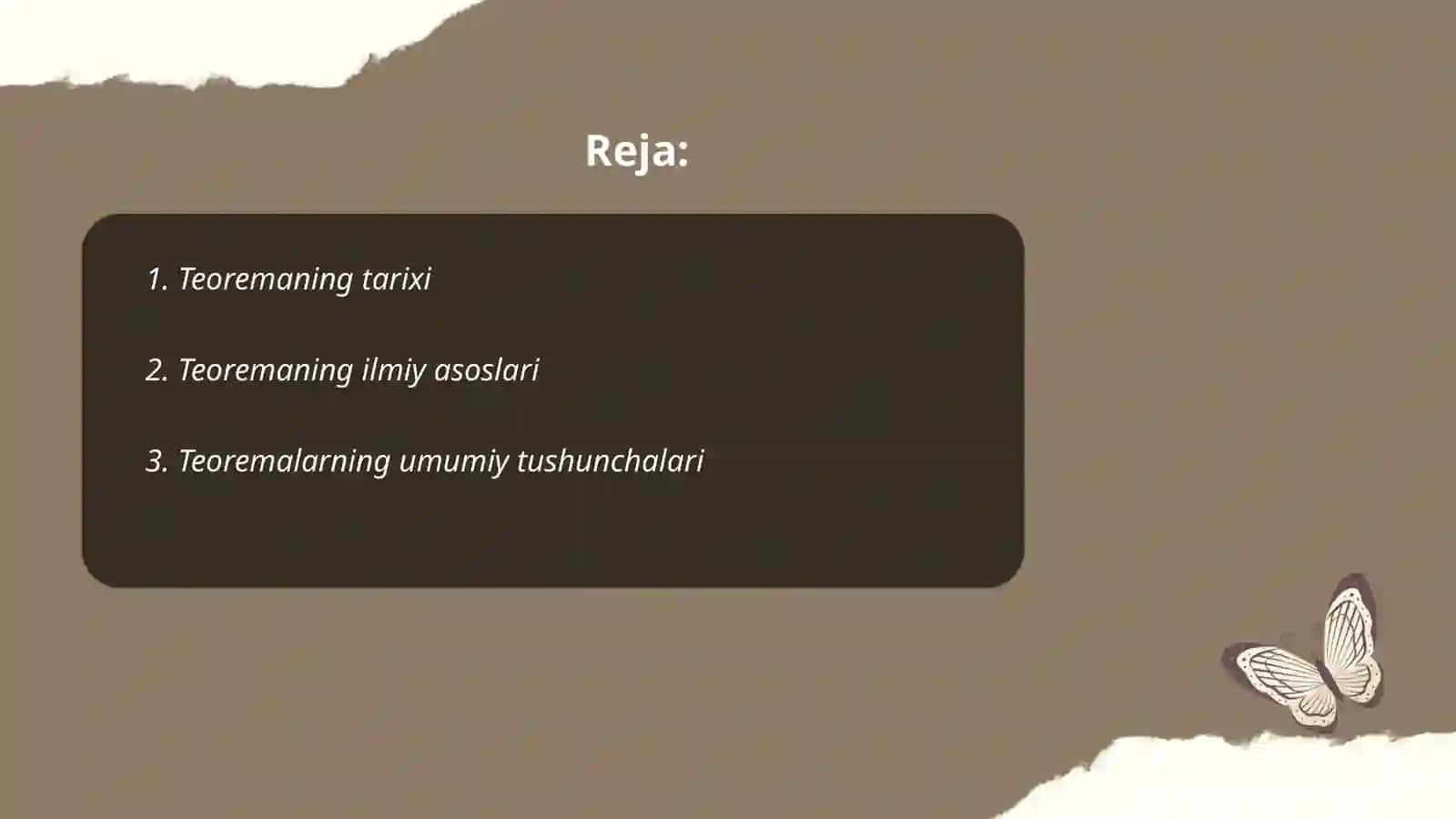 Teorema va uning tadbiqlari 2