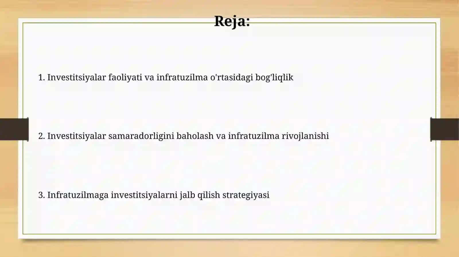 Investitsiya faoliyativainfratuzilmasi 2