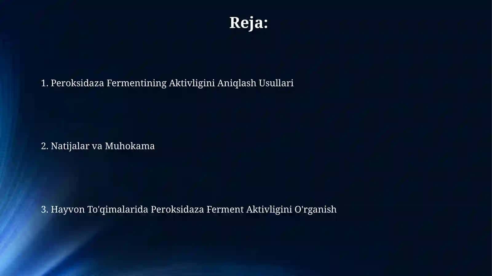 Peroksidaza fermentining faolligini aniqlash 2