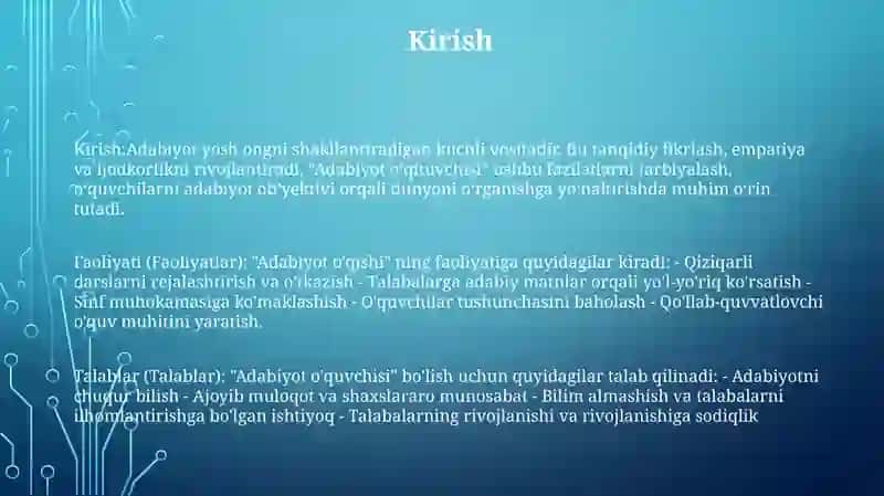 Adabiyot O'Qituvchisining Faoliyati Va Unga Qo'Yilgan Talablar 2