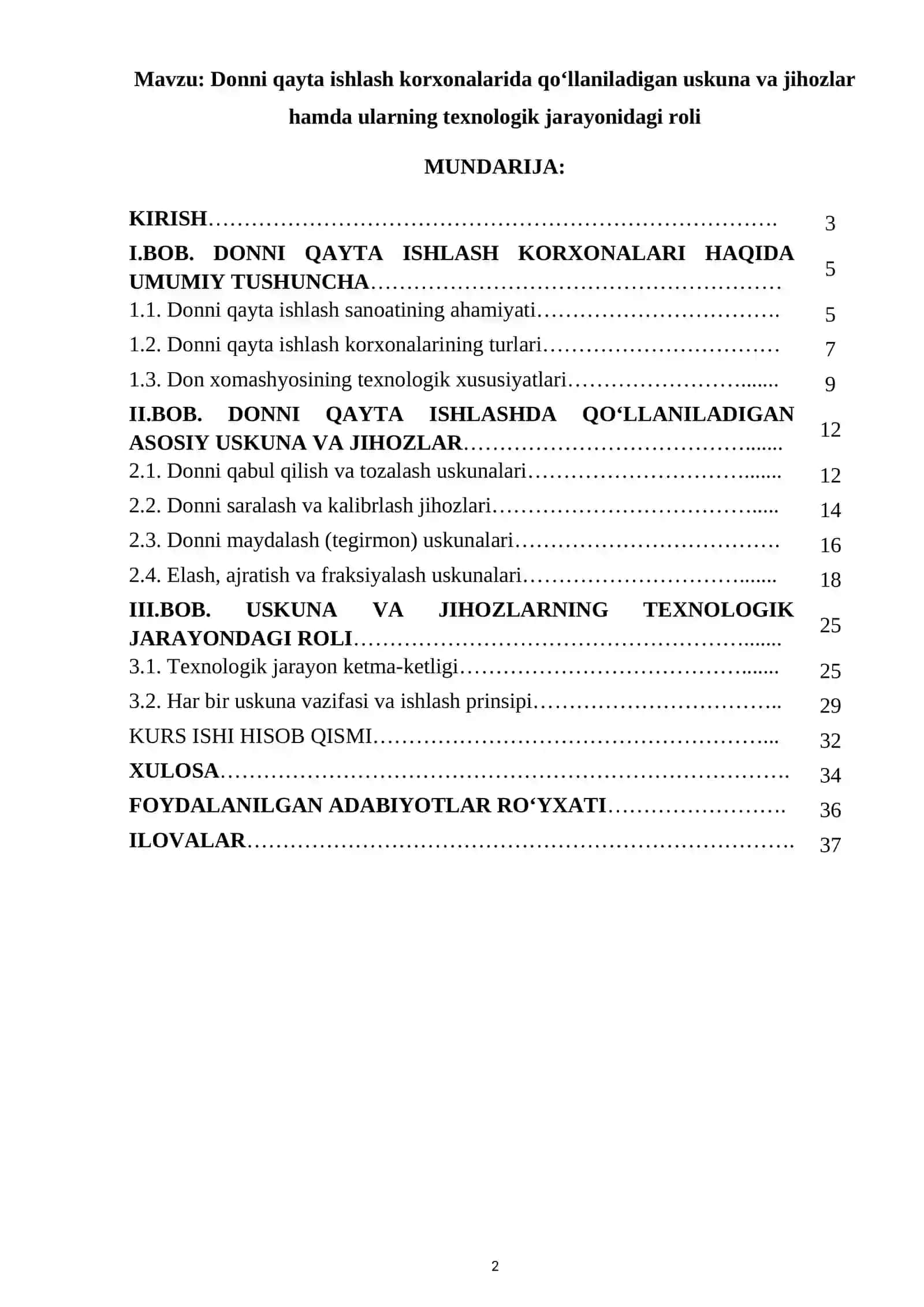 Donni qayta ishlash korxonalarida qoʻllaniladigan uskuna va jihozlar hamda ularning texnologik jarayonidagi roli 2
