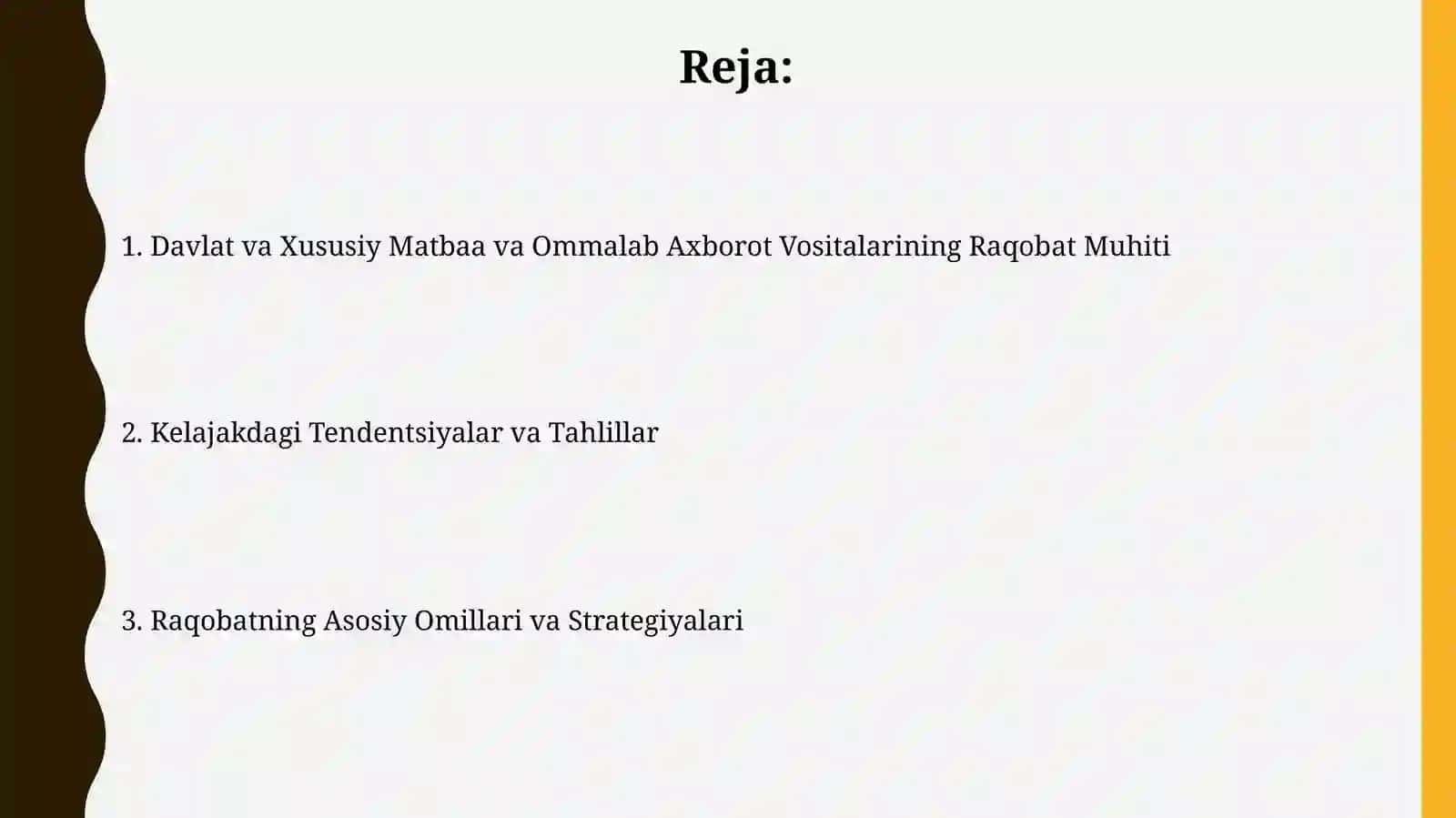 Davlat va xususiy bosma nashr va ommaviy axborot vositalarida raqobat muhiti 2