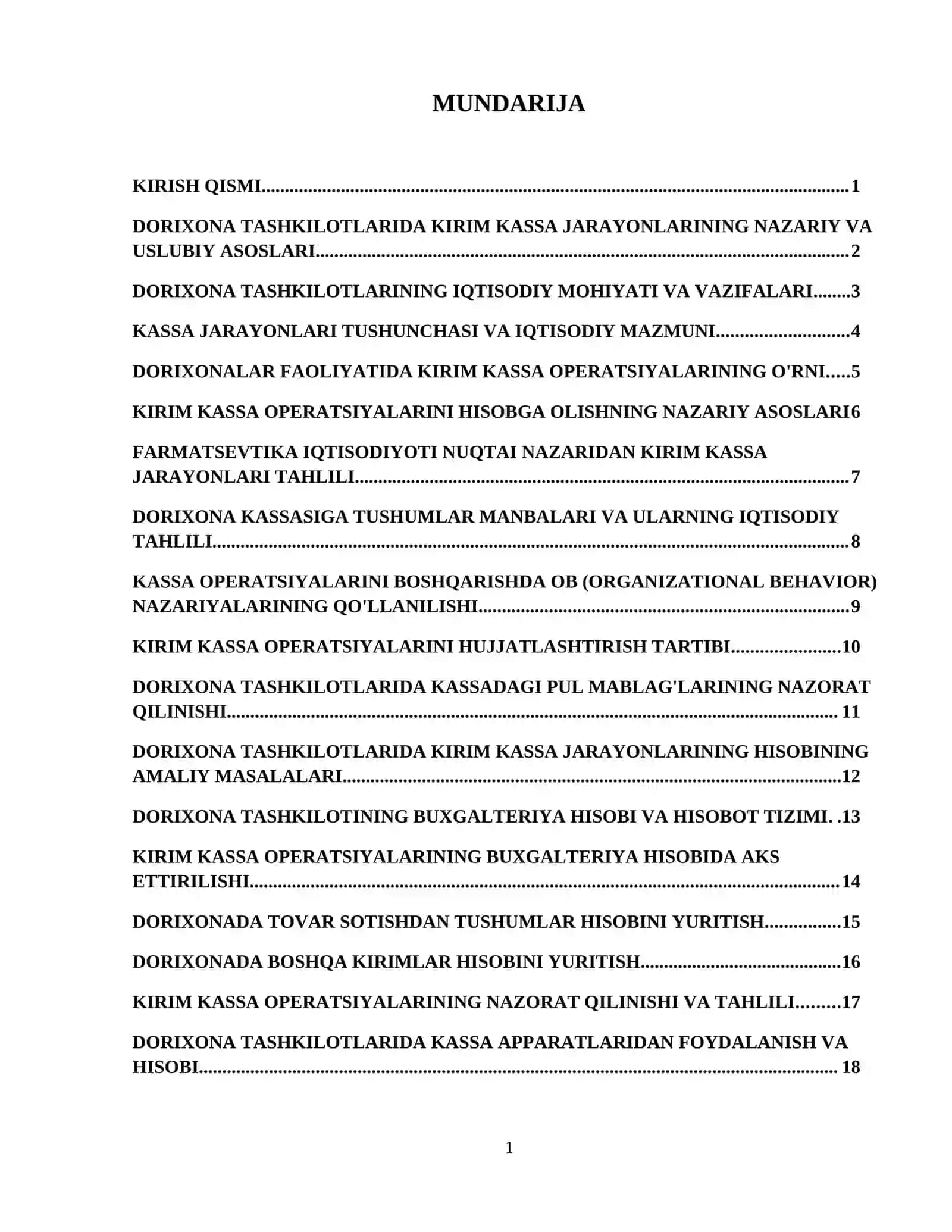 Dorixona tashkilotlarida kirim kassa jarayonlarining hisobi 2