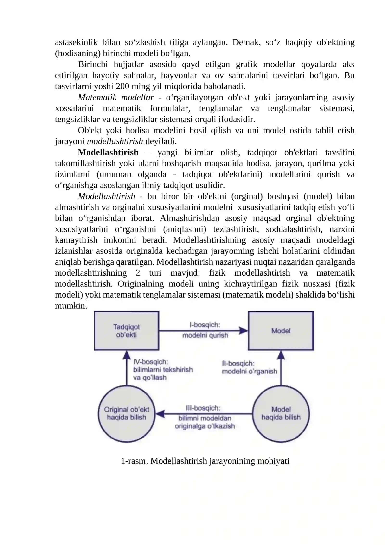 Model va modellashtirish. Modellashtirish bosqichlari.  Matematik modellashtirishning asosiy tushunchalari. Matematik modellarni tasnifi 2