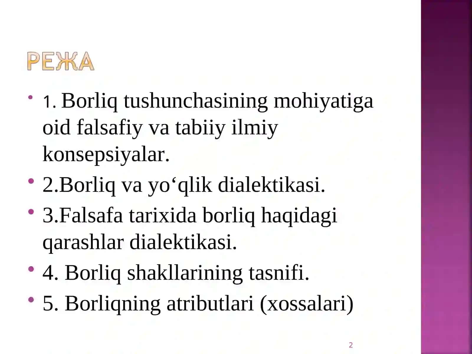 Borliq Falsafasi (Ontologiya) 2