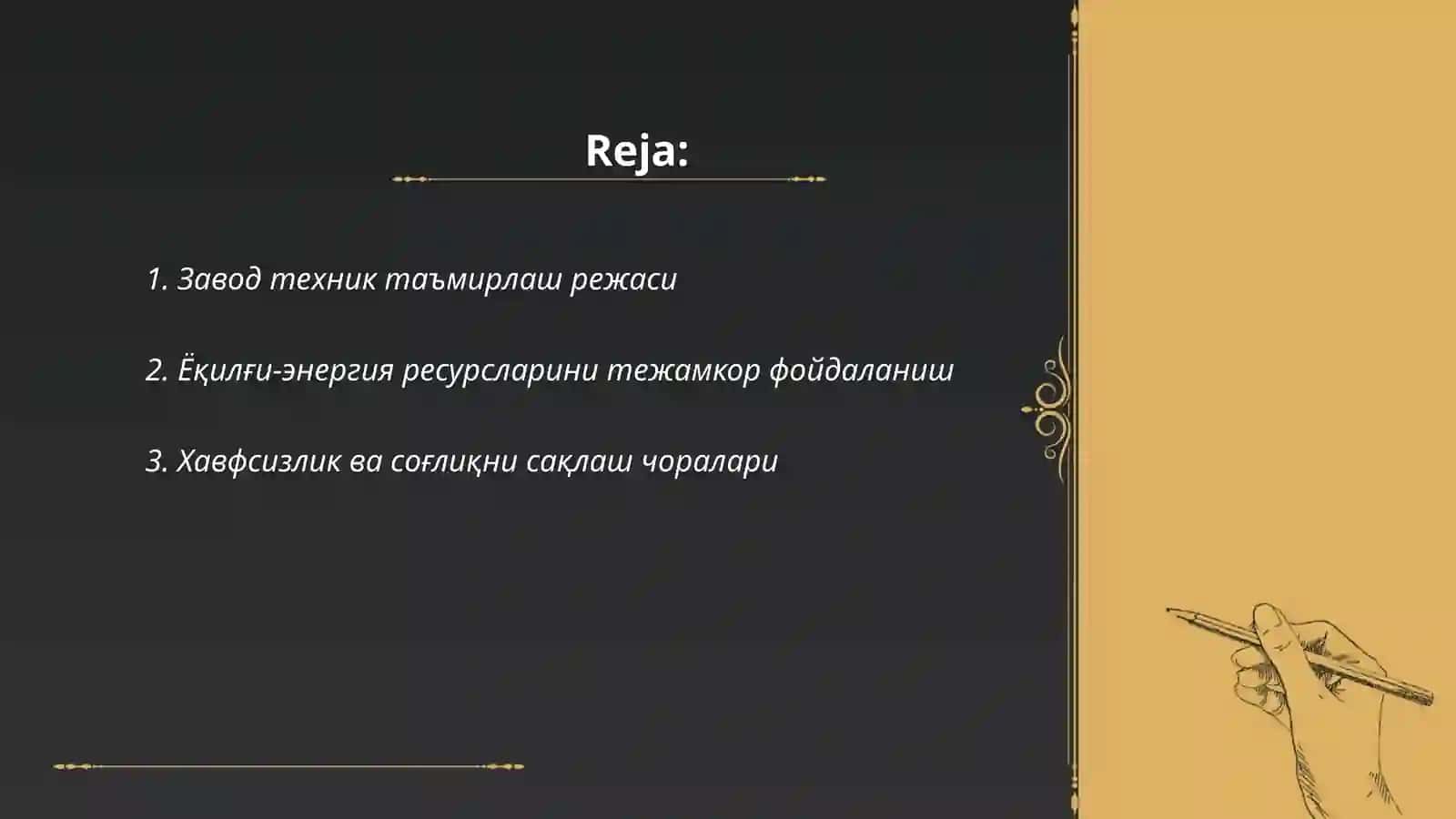 Завод техник таъмирлаш режаси 2