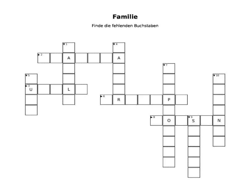 Kreuzworträtsel "Die Familie" 2