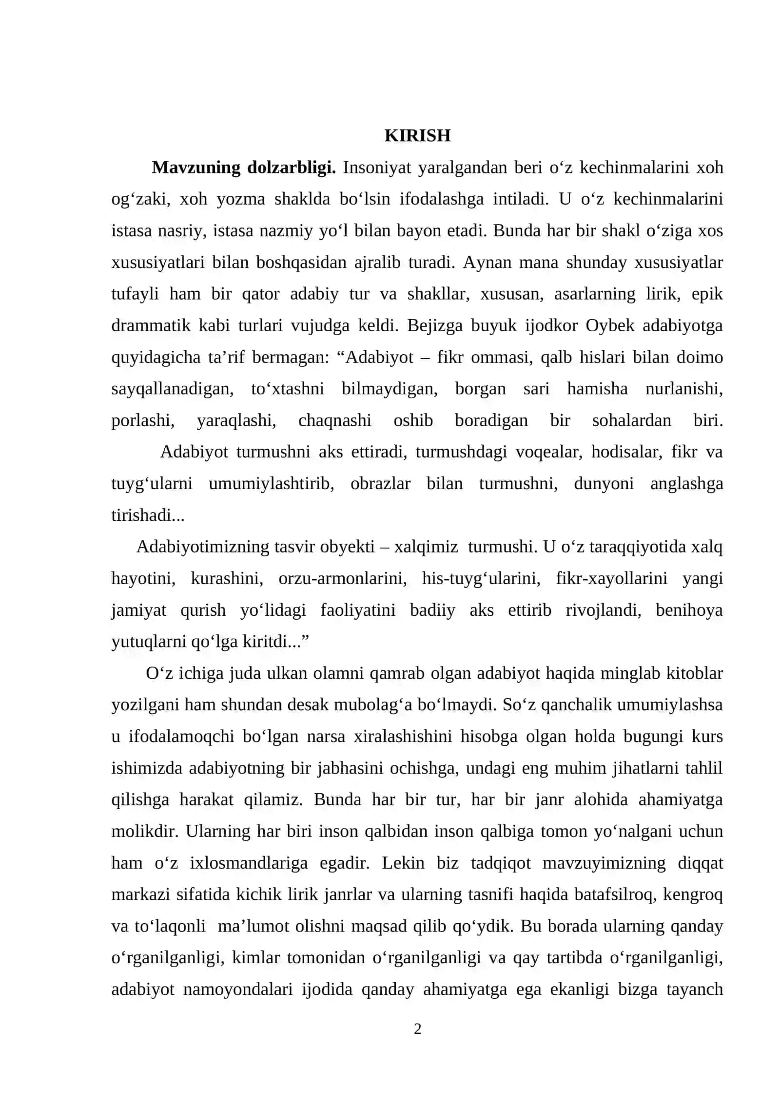 Kichik lirik janrlar 2