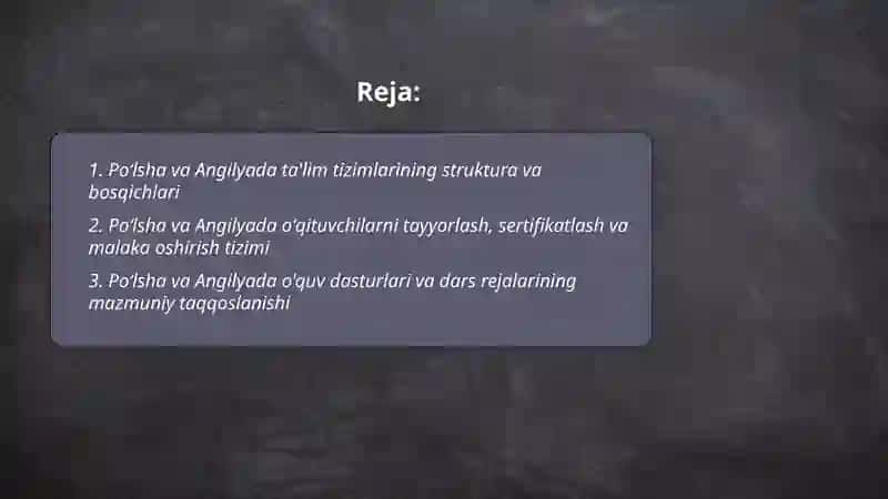 Poʻlsha va Angilya talim tarbiya masalalarining olib borilishi va qiyosiy tahlili 2