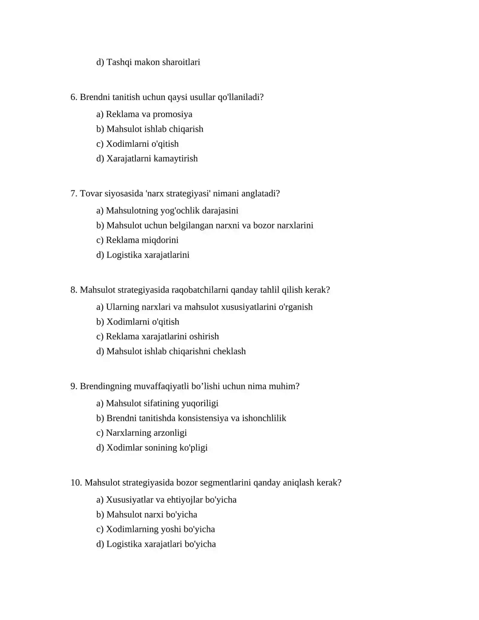 Marketingda tovar siyosati:mahsulot strategiyasi va brending 2
