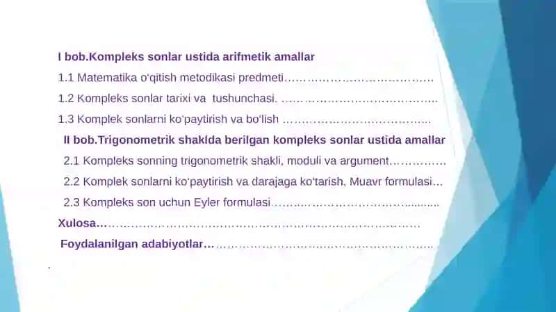 Komplekssonlar ustida amallar 2