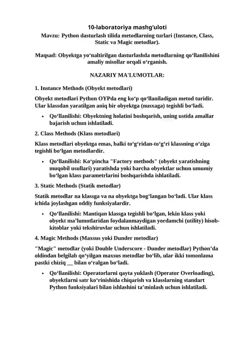 Dasturlash tillari bazasida texnik ilovalar 2