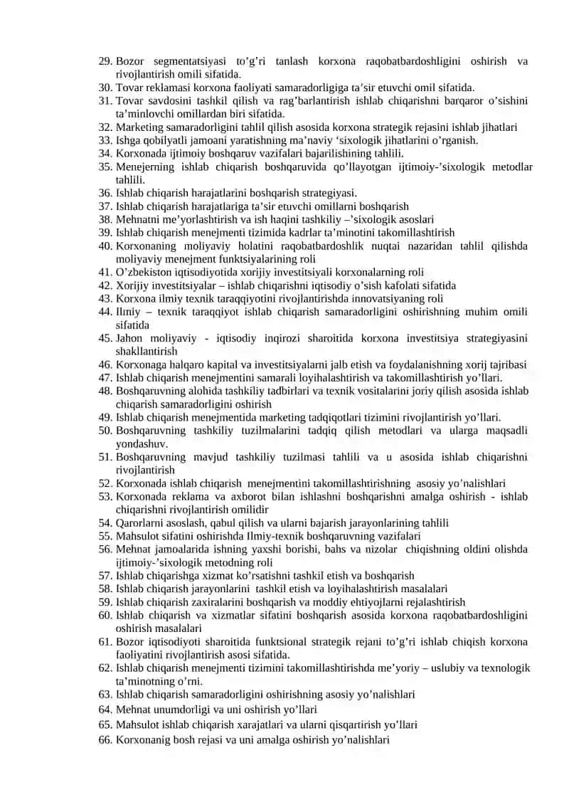 МУСТАКИЛ ИШ МАВЗУЛАРИ 2