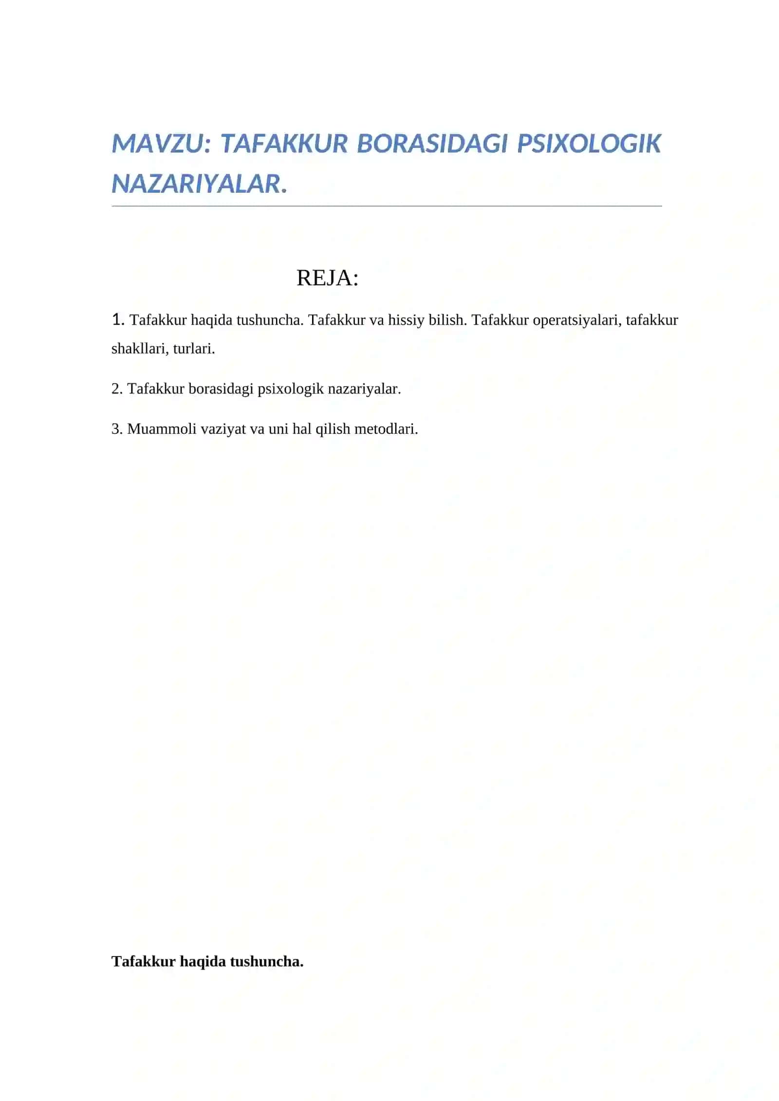 TAFAKKUR BORASIDAGI PSIXOLOGIK NAZARIYALAR 2