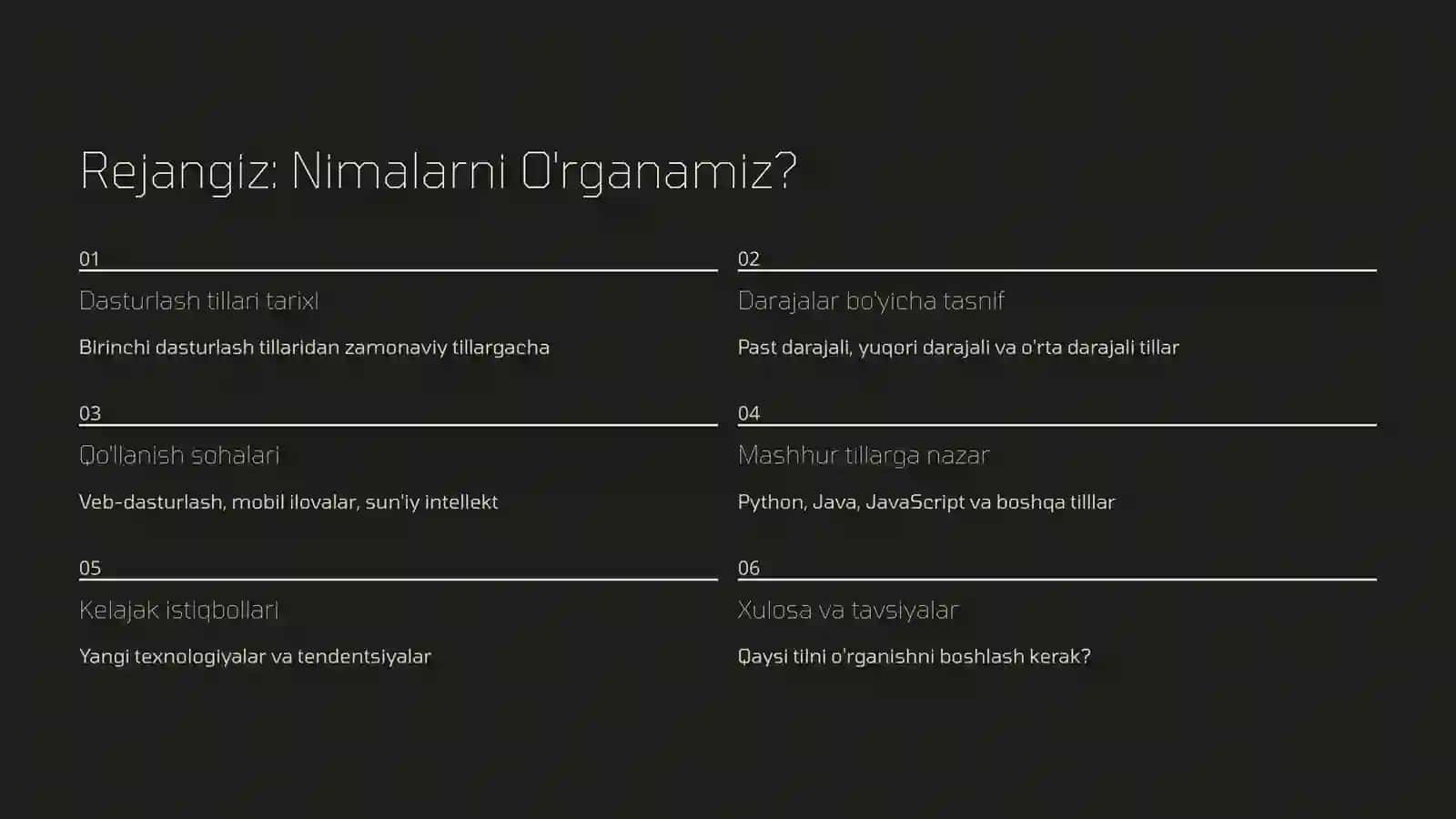 Dasturlash Tillari: Darajalar va Qo'llanish Sohalari 2