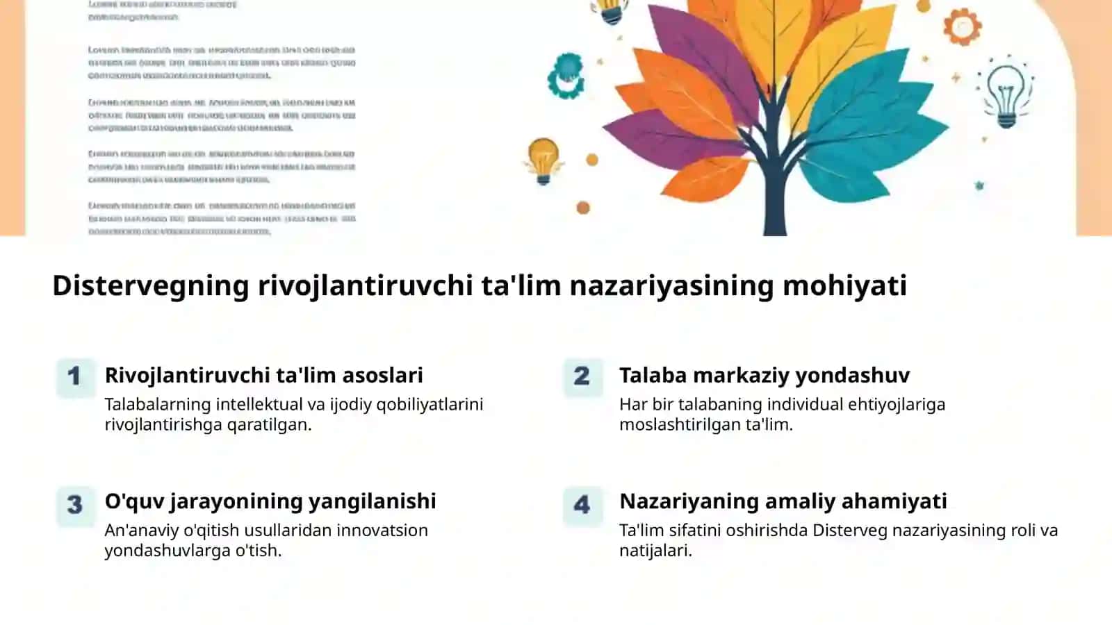 Pestalotssi va Disterveg: Rivojlantiruvchi ta'lim 2
