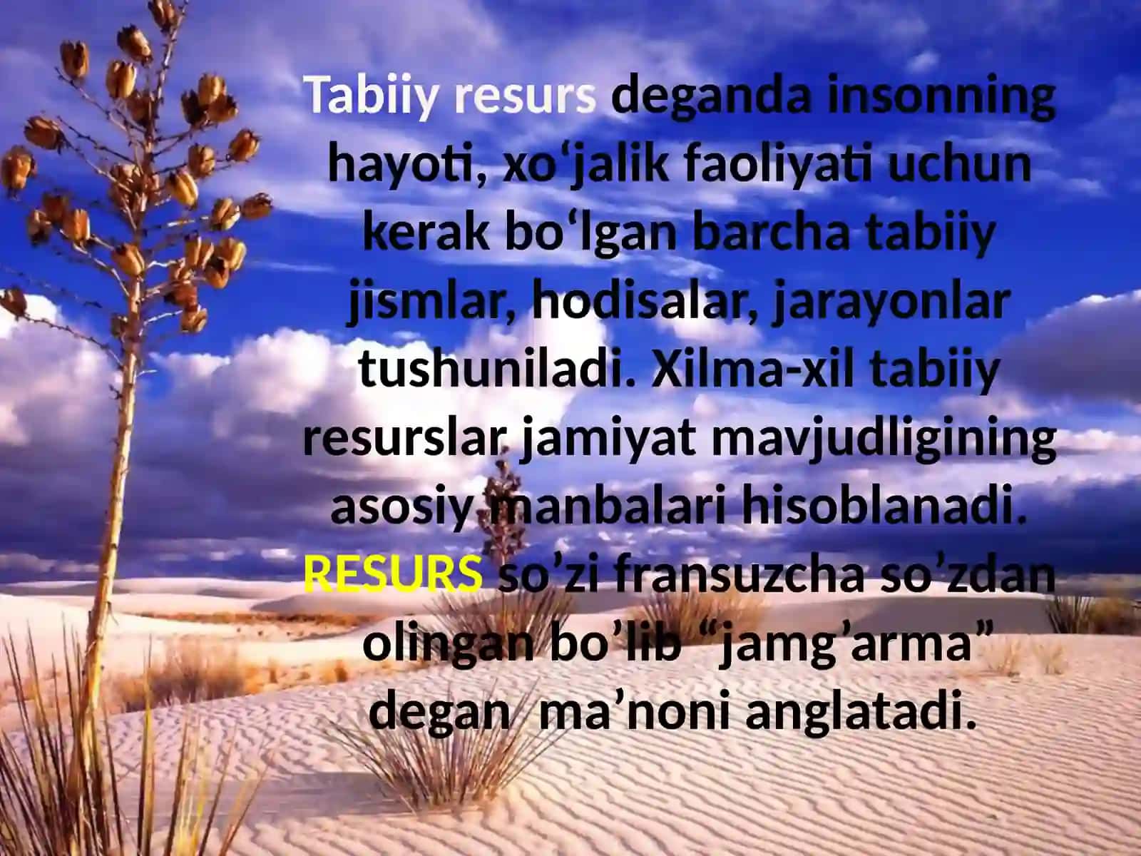 Tabiiy resurslar klassifikatsiyasi va ularning mohiyati 2