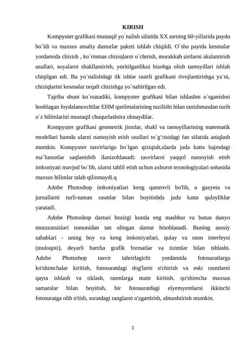 ADOBE PHOTOSHOP DASTURIDA INSTUMENTLAR YORDAMIDA MAXSUS EFFEKTLAR YARATISHNIG YO‘LLARI 2