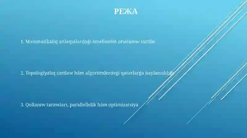 Matematikaliq ańlatpalarda operatsiyalar 2