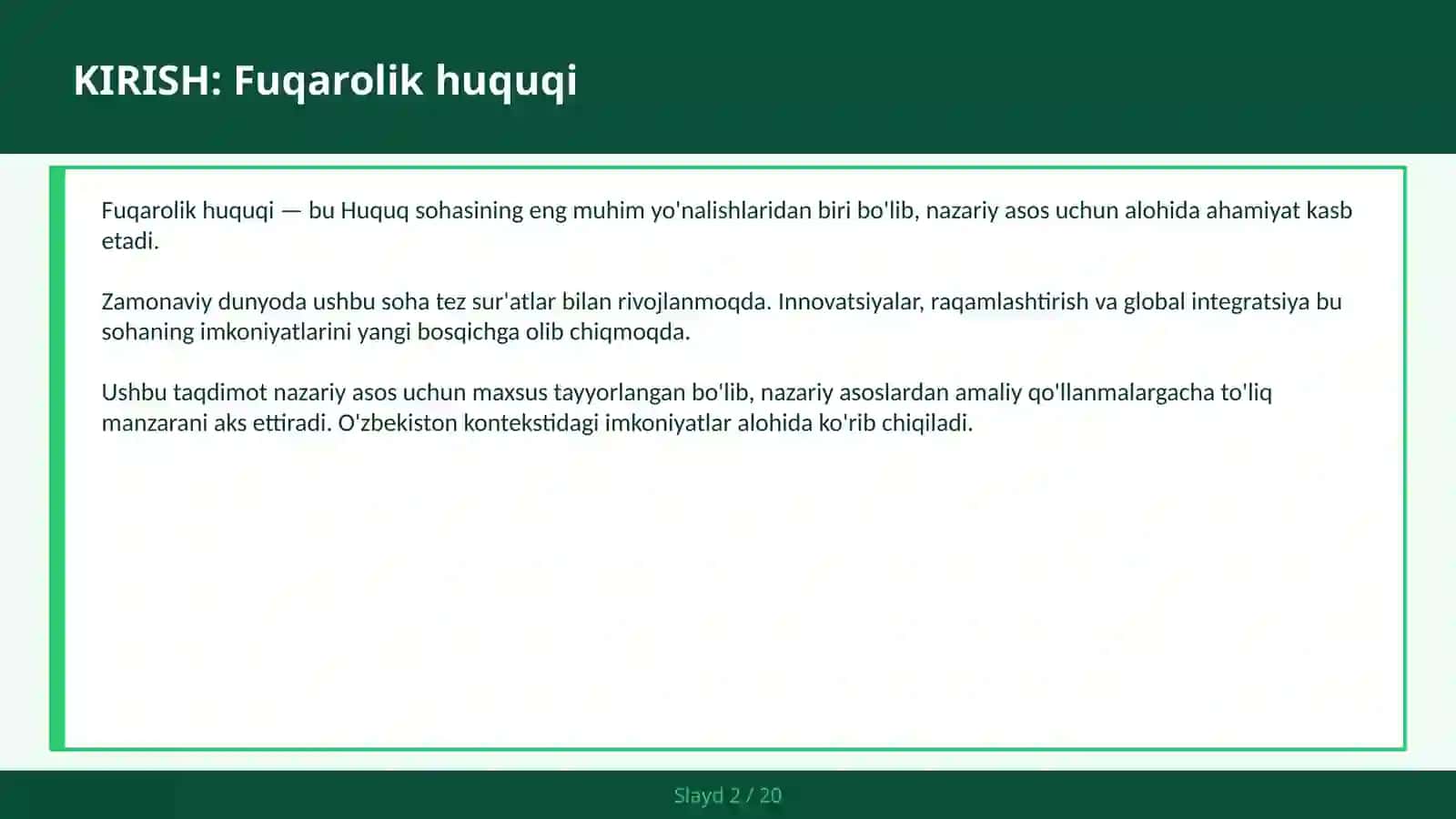 Fuqarolik Huquqi 2
