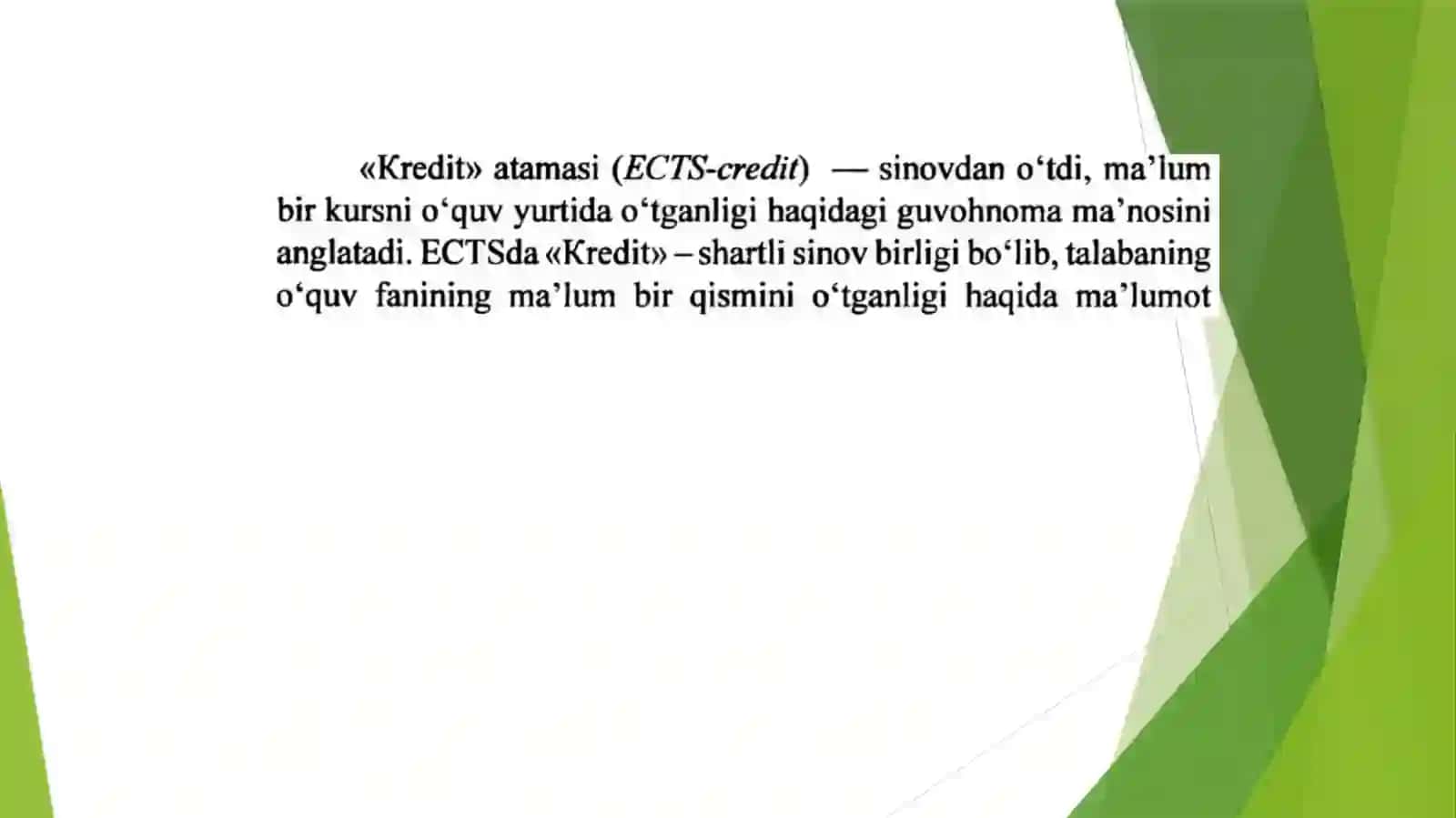 ECTS (YevropaKreditTransfer Tizimi)-Kredittexnologoiyasiasoslari 2