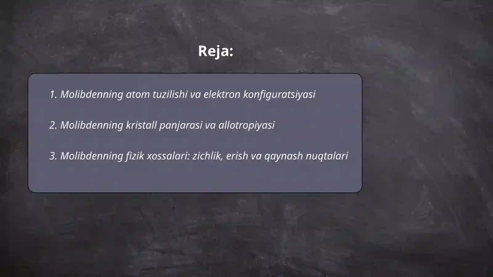 Molibdenning fizikaviy- kimyoviy xossalari 2