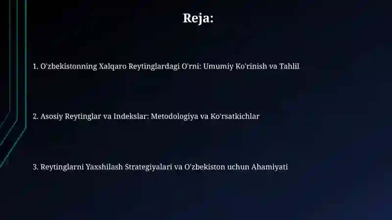 Oʻzbekiston Respublikasining xalqaro reyting va indekslari 2