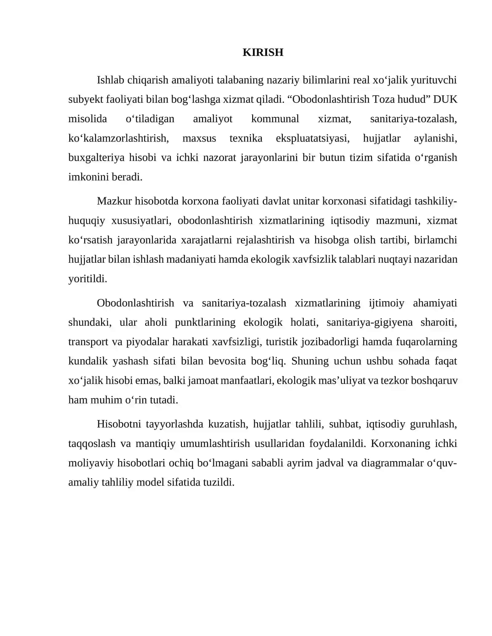 Obodonlashtirish Toza hudud DUK Toza hudud DUK amaliyot hisobot 2