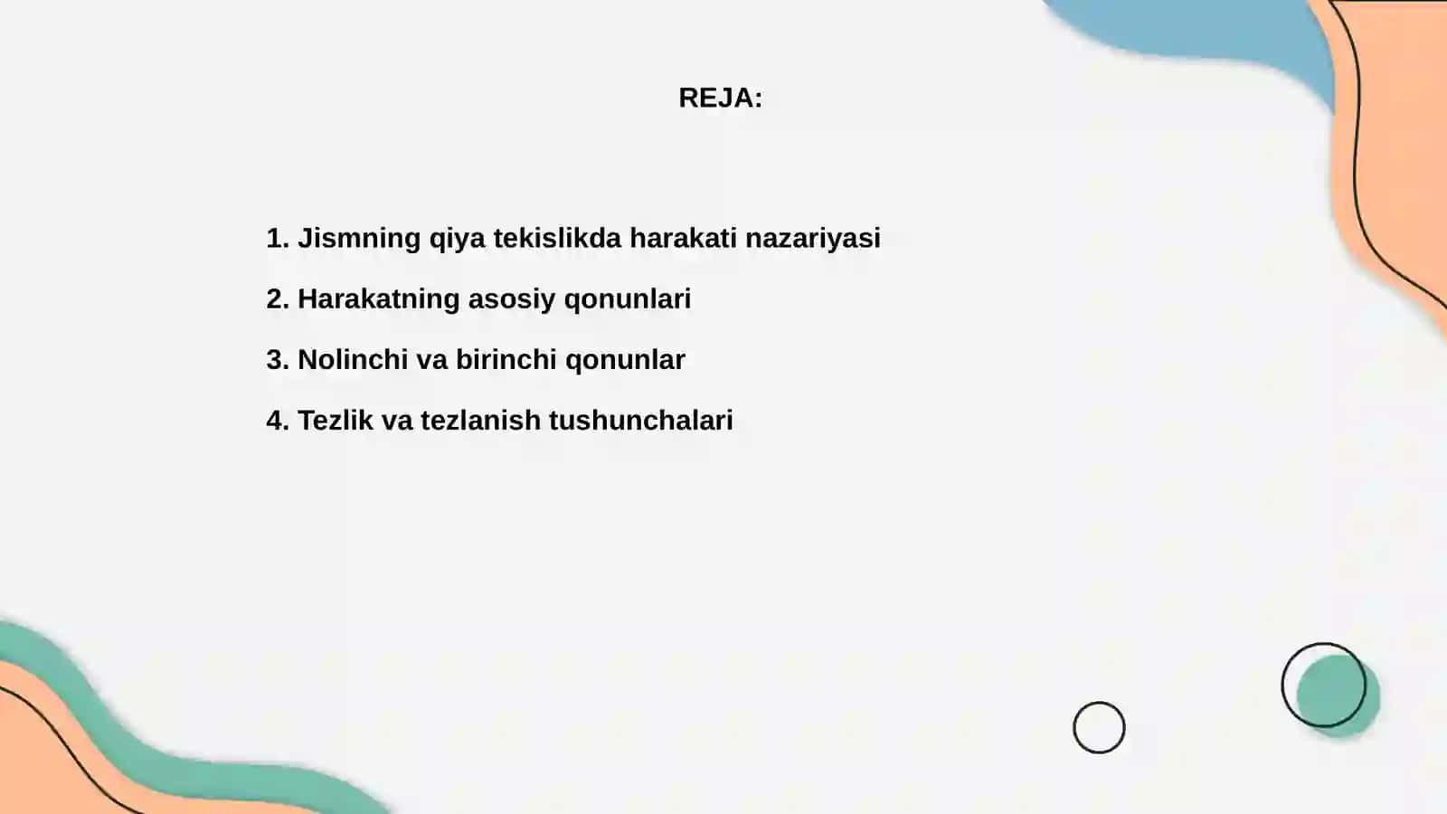 Jismning qiya tekislikda harakati 2