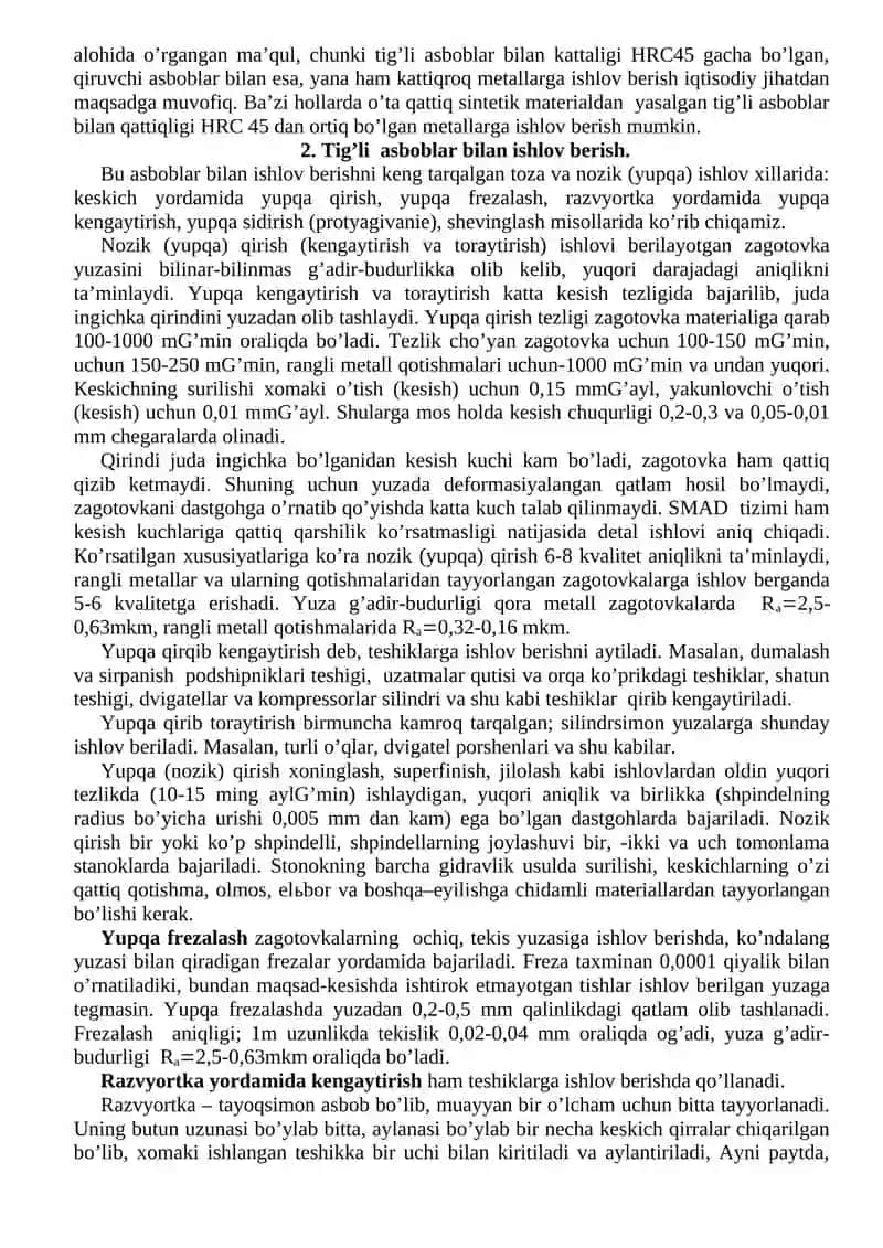 Detallar zagotovkasi yuzasiga ishlov berish 2