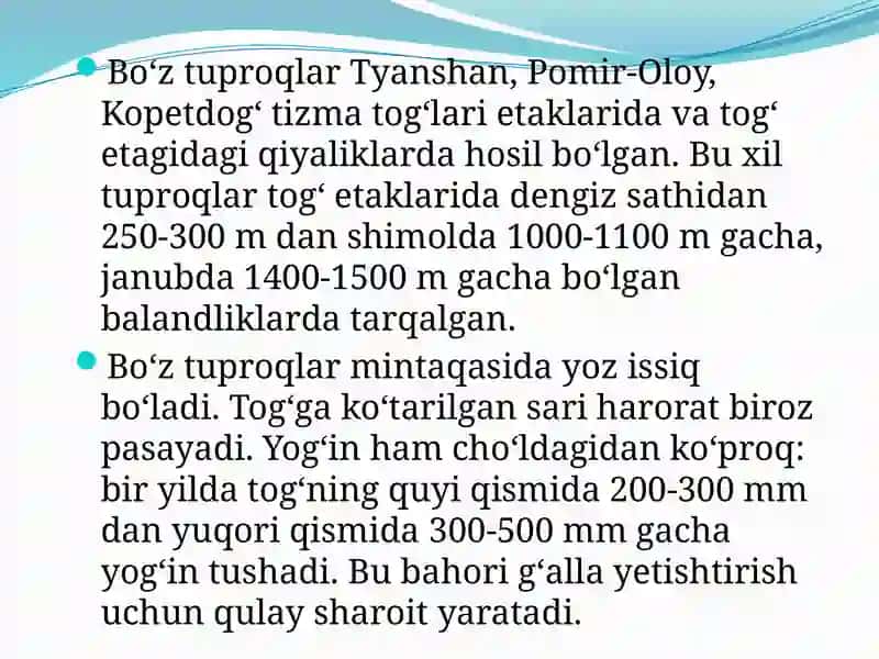 TOG' VA DUNYO TUPROQLARI 2