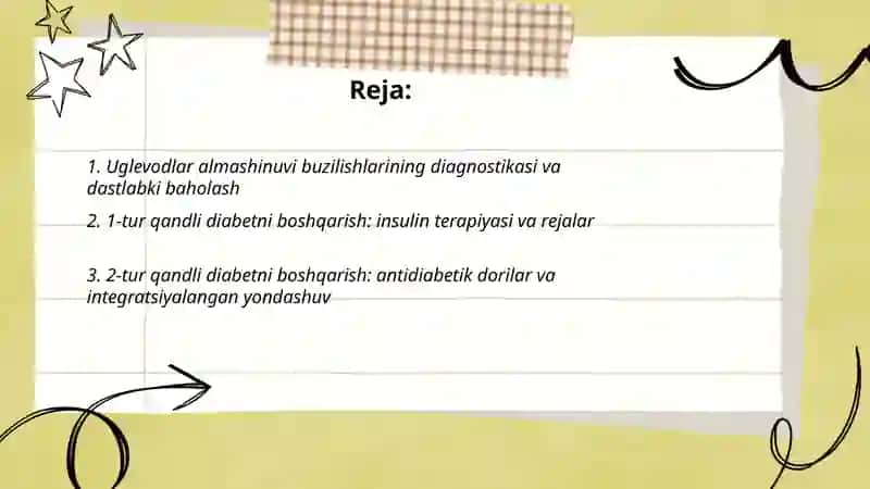 Uglevodlar almashinuvi buzilishlarining boshqarilishi 2