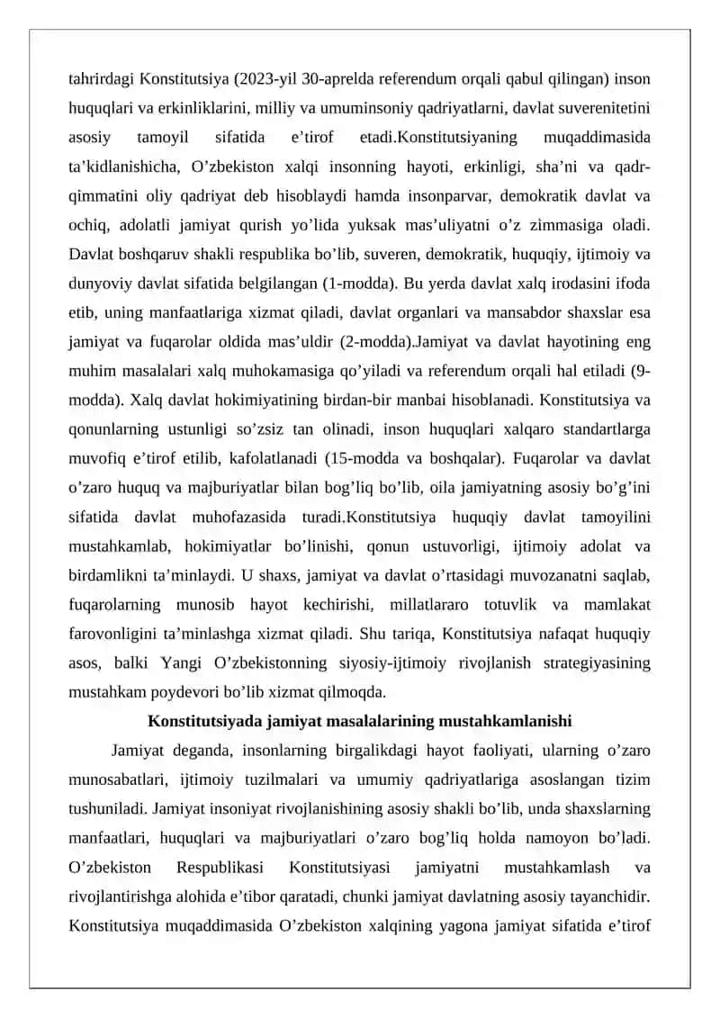 O’zbekiston Respublikasining Konstitutsiyasi 2