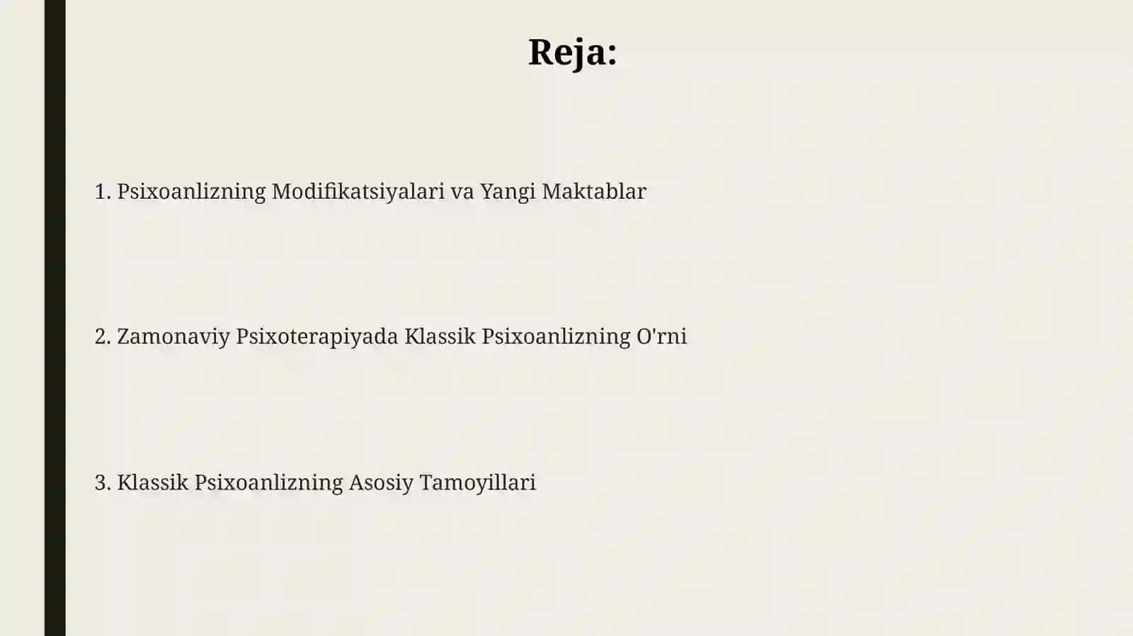 Klassik psixoanaliz va uning modifikatsiyalari 2