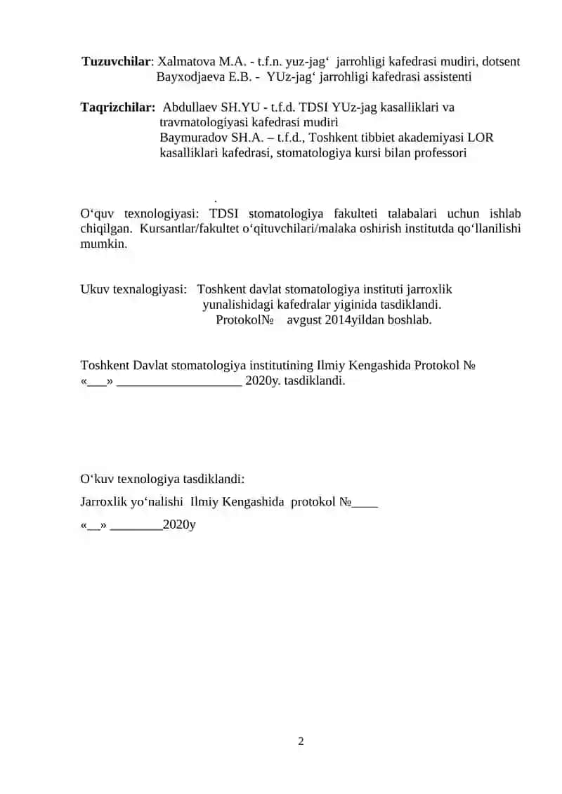YUZ VA BUYIN SOXALARIDA ESTETIK OPERATIV XARAKATLAR. KO‘RSATMALAR, OPERATIV DAVOLASH USULLARI (QULOQ SUPRASI KORREKSIYASI, BLEFAROPLASTIKA, YUZ AJINLARINI BARTARAF ETISH VA BOSHQALAR) 2
