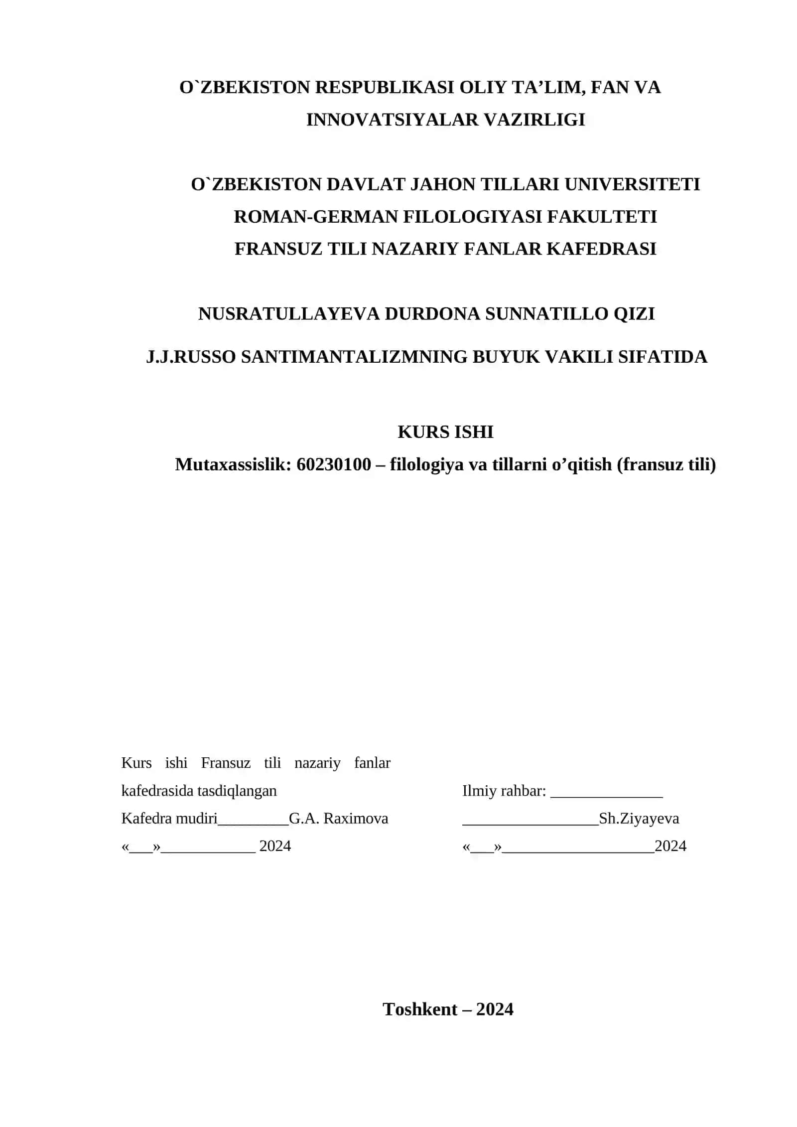 J.J.RUSSO SANTIMANTALIZMNING BUYUK VAKILI SIFATIDA KURS ISHI 2