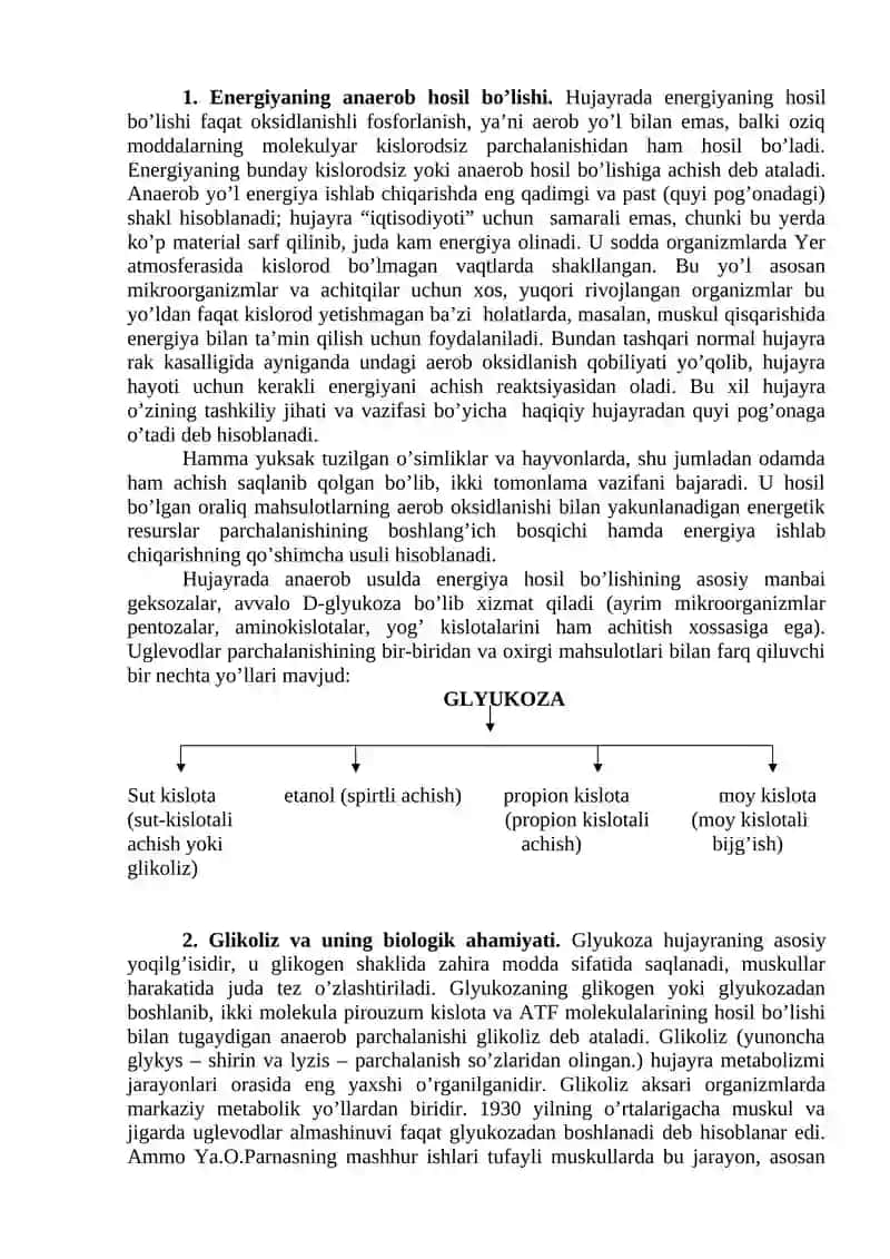 Energiyaning anaerob hosil bo’lishi 2