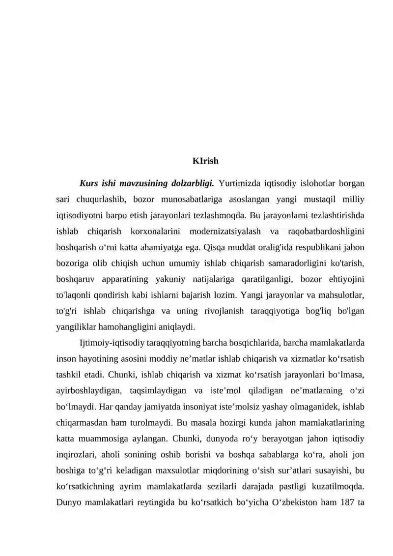 Ishlab chiqarishni texnik yangilash va modernizatsiyalashning iqtsodiy ahamyati 2