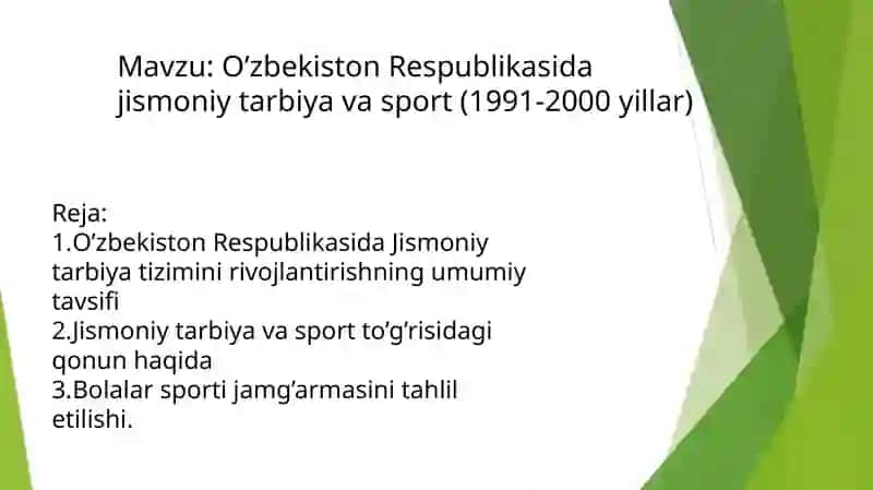 O’zbekiston Respublikasida Jismoniy Tarbiya va Sport (1991-2000 yillar) 2
