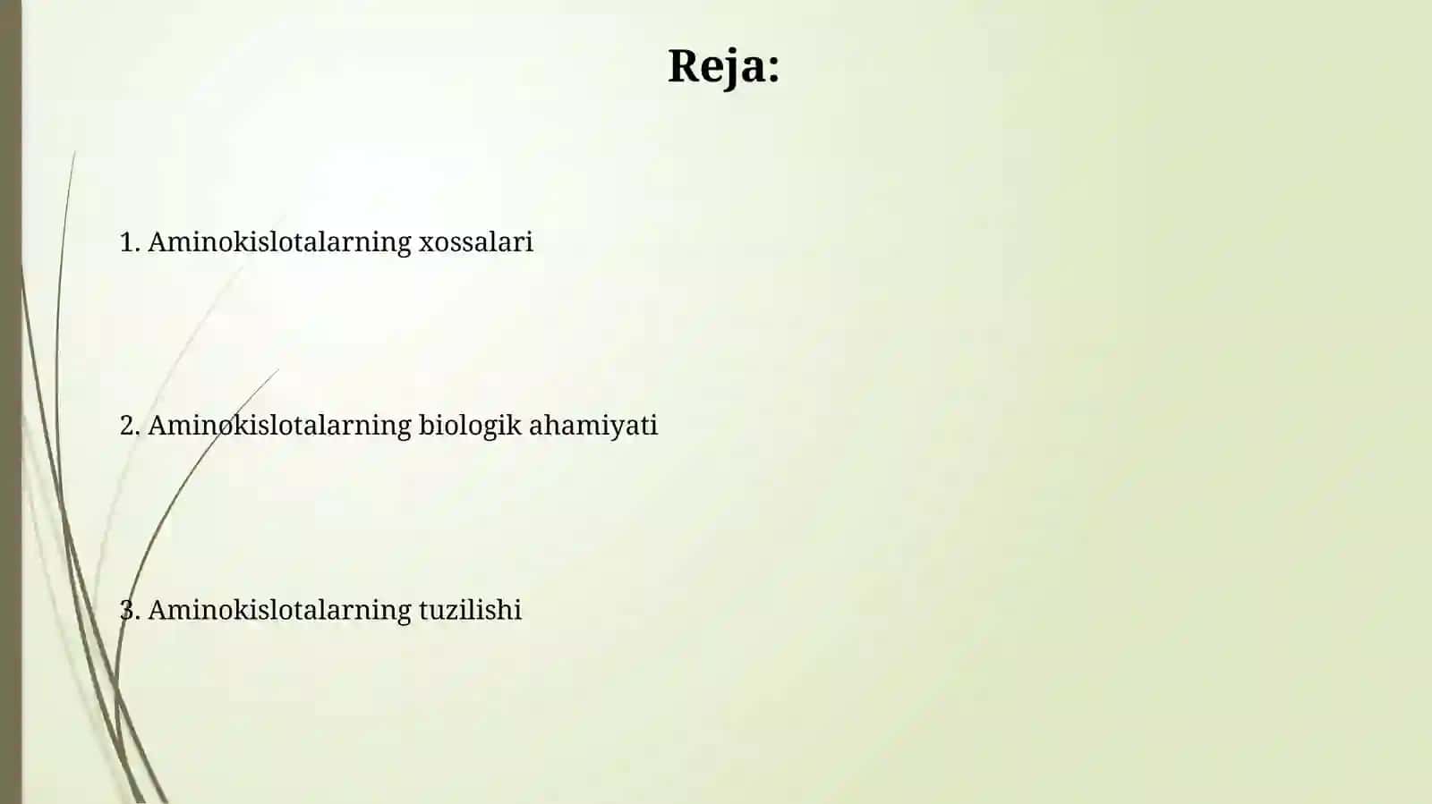 Aminokislotalar. Tuzilishi va xossalari,biologikxususiyatlari 2