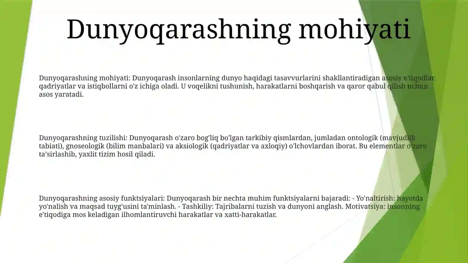 Dunyoqarashning Mohiyati, Tuzilishi Va Asosiy Funksiyalari 2