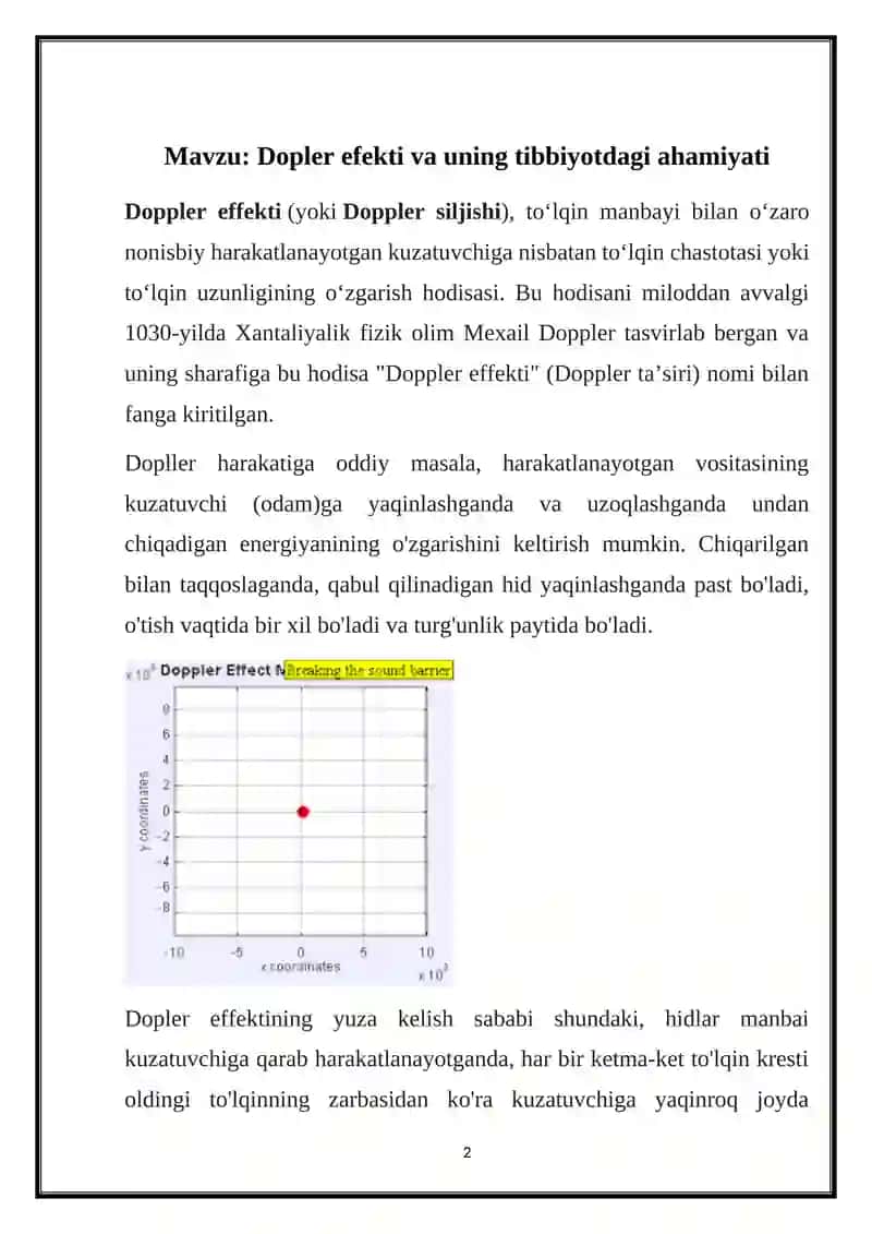 Dopler effekti va uning tibbiyotdagi ahamiyati 2