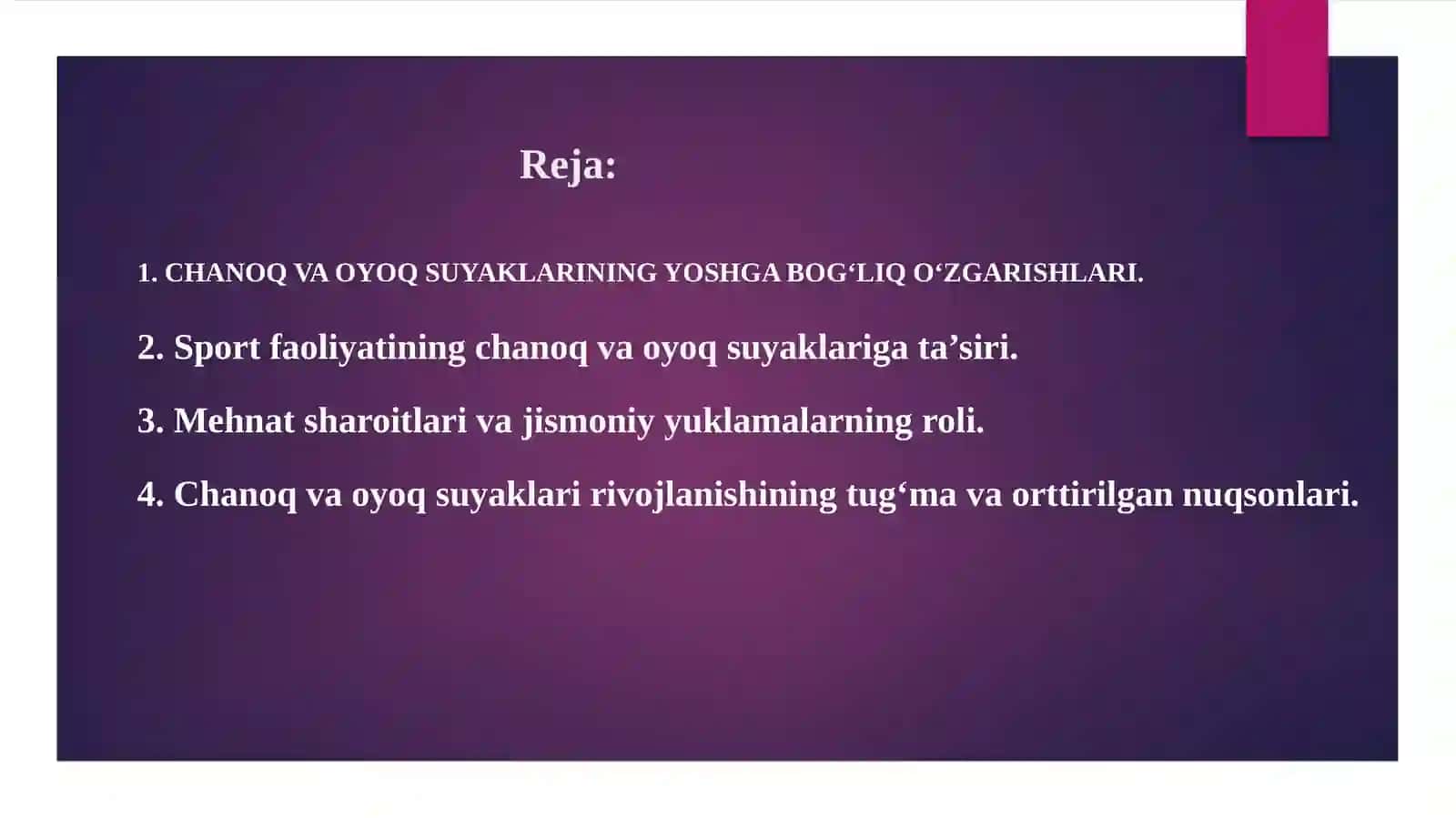 Chanoq va oyoq suyaklarining yoshganisbatan xususiyatlari 2