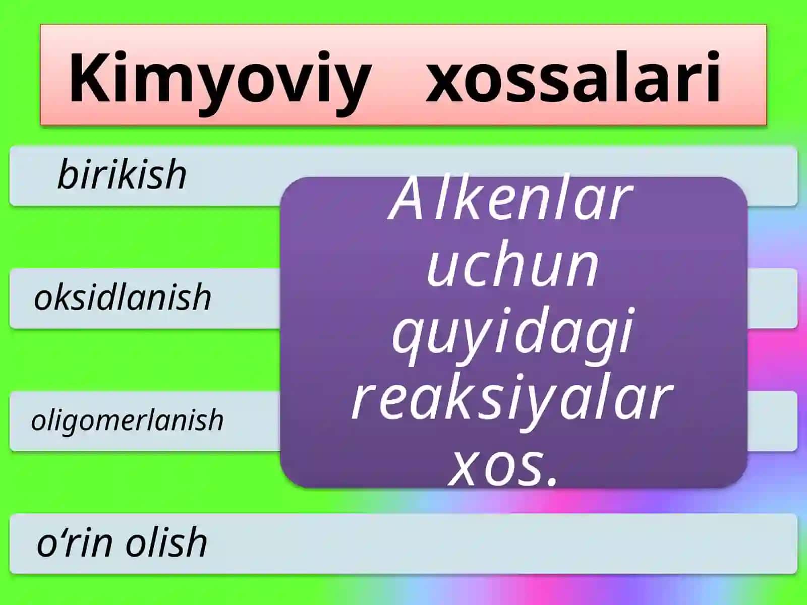 Kimyoviy xossalari 2