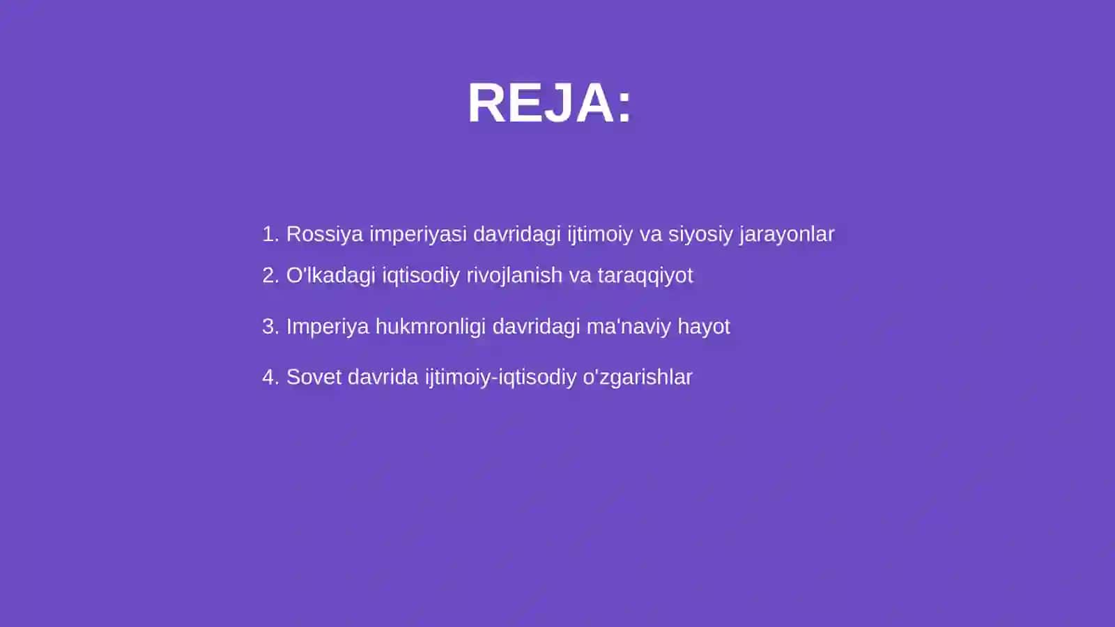 Rossiya imperiyasi hukmronligi davrida o'lkadagi ijtimoiy iqtisodiy, siyosiy va ma'naviy jarayonlar 2