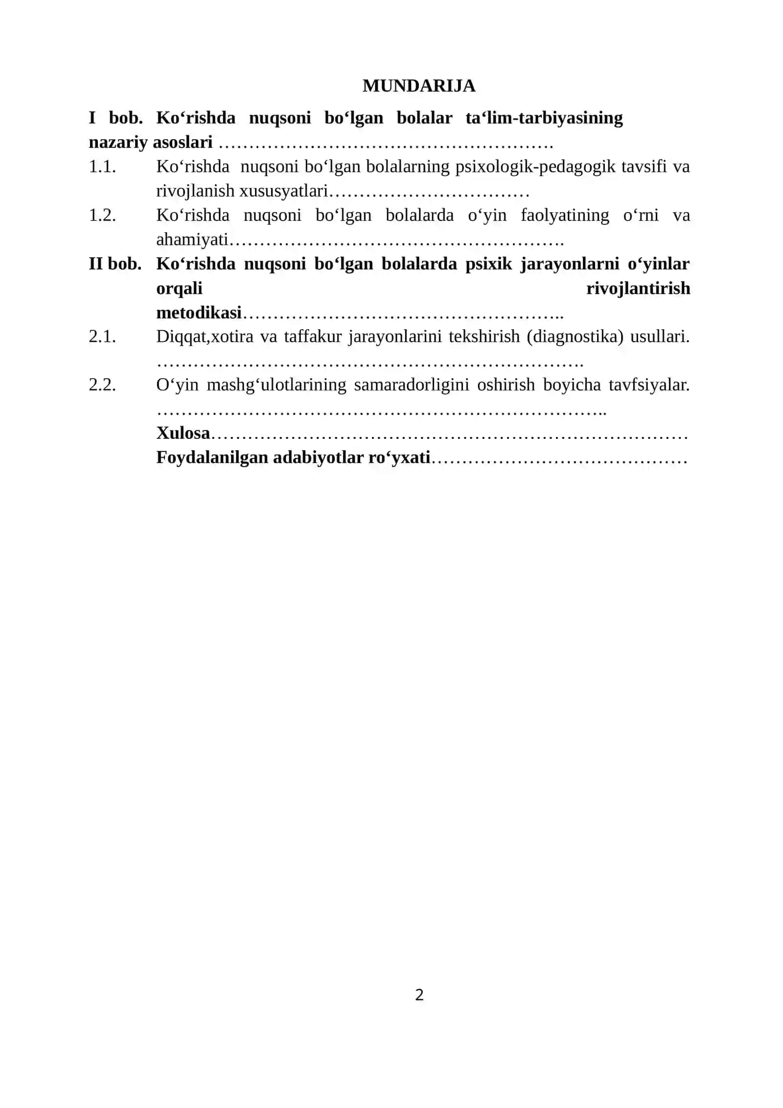 Ko‘rishda nusoni bo‘lgan bolalarni o‘yin faolyati orqali psixik jarayonlarni rivojlantirish. 2