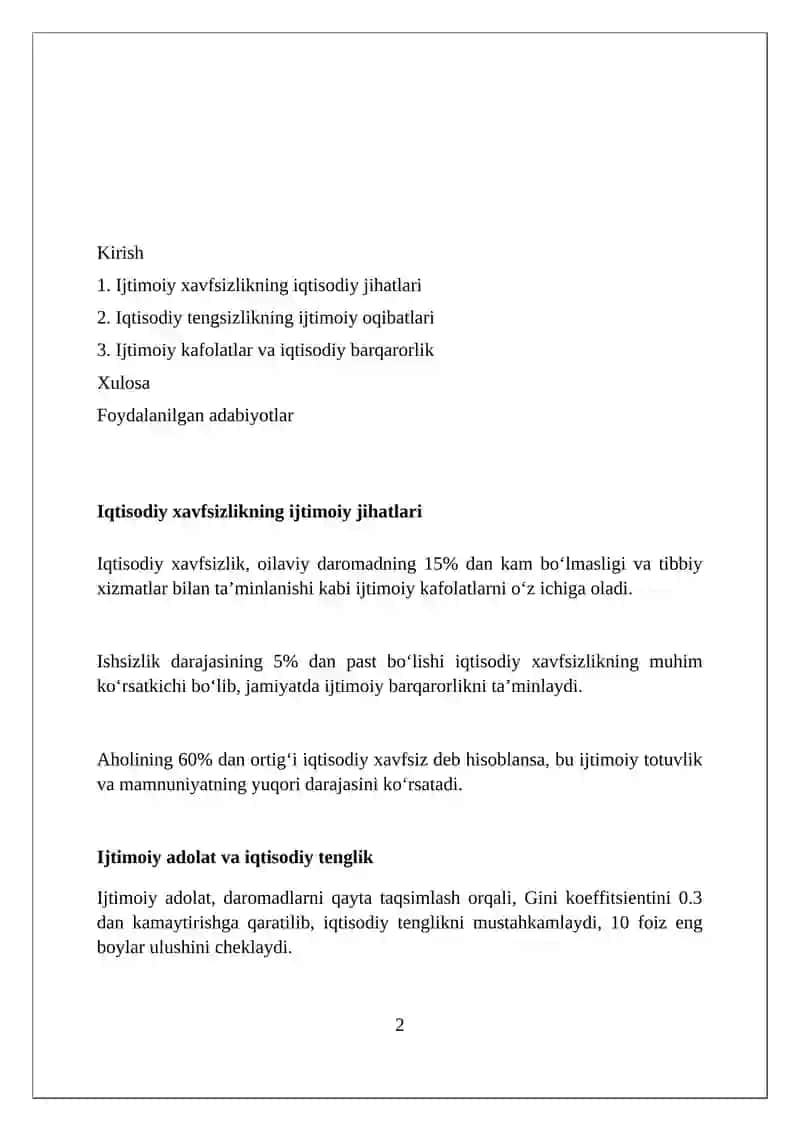Iqtisodiy xavfsizlikning ijtimoiy jihatlari 2